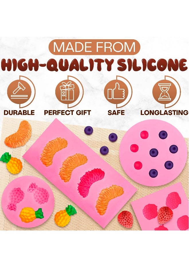 Fruit Snack Molds Silicone, Candy Silicone Molds  Ice Cube Trays, 5Pcs Fruit Shaped Silicone Mold, Pineapple Slice Silicone Mold, 3D Strawberry Silicone Mold, for Handmade Jelly - Image 3